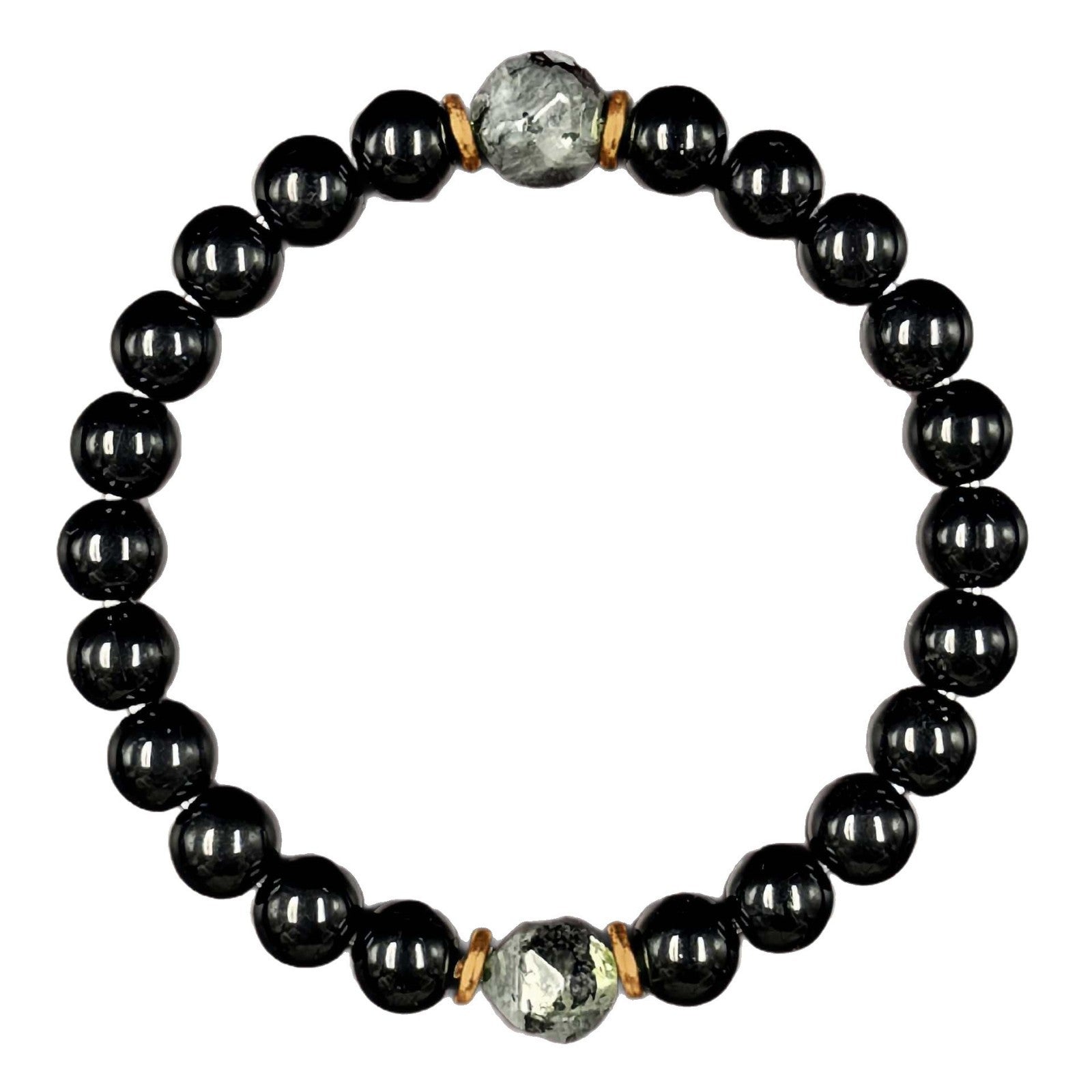 Retro Obsidian Elastic Handmade Mens Bracelet
