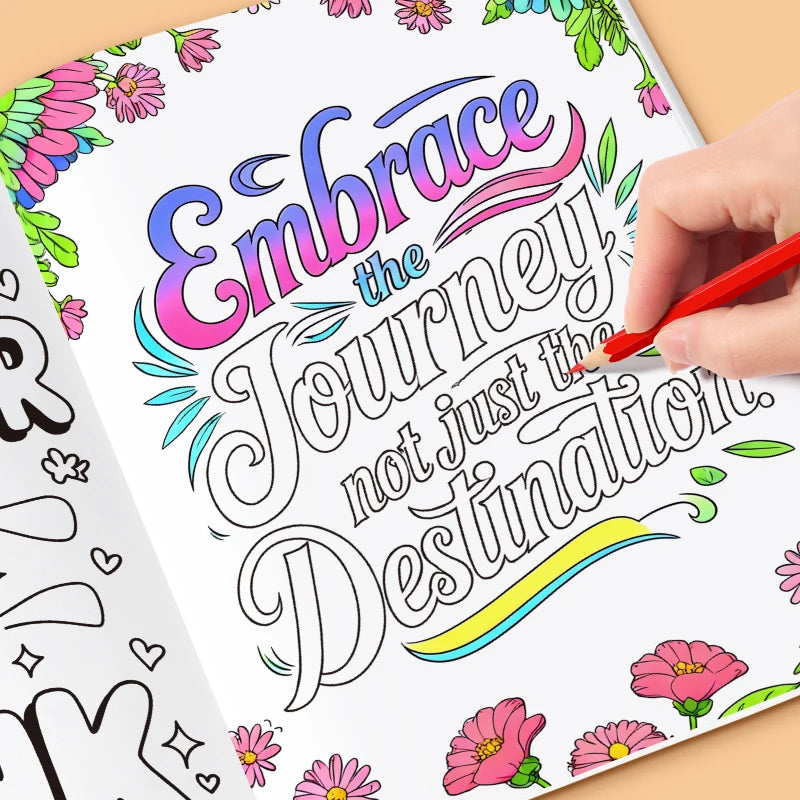 32 Pages Happy Mind Coloring Book Adult Positive Quotes Mental Health Wellness Relaxation Therapy Creative Coloring Pages Gift