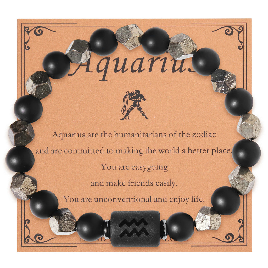 European And American Twelve Zodiac Sign Bracelet Brass Ore Beaded Bracelet