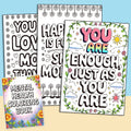 32 Pages Happy Mind Coloring Book Adult Positive Quotes Mental Health Wellness Relaxation Therapy Creative Coloring Pages Gift