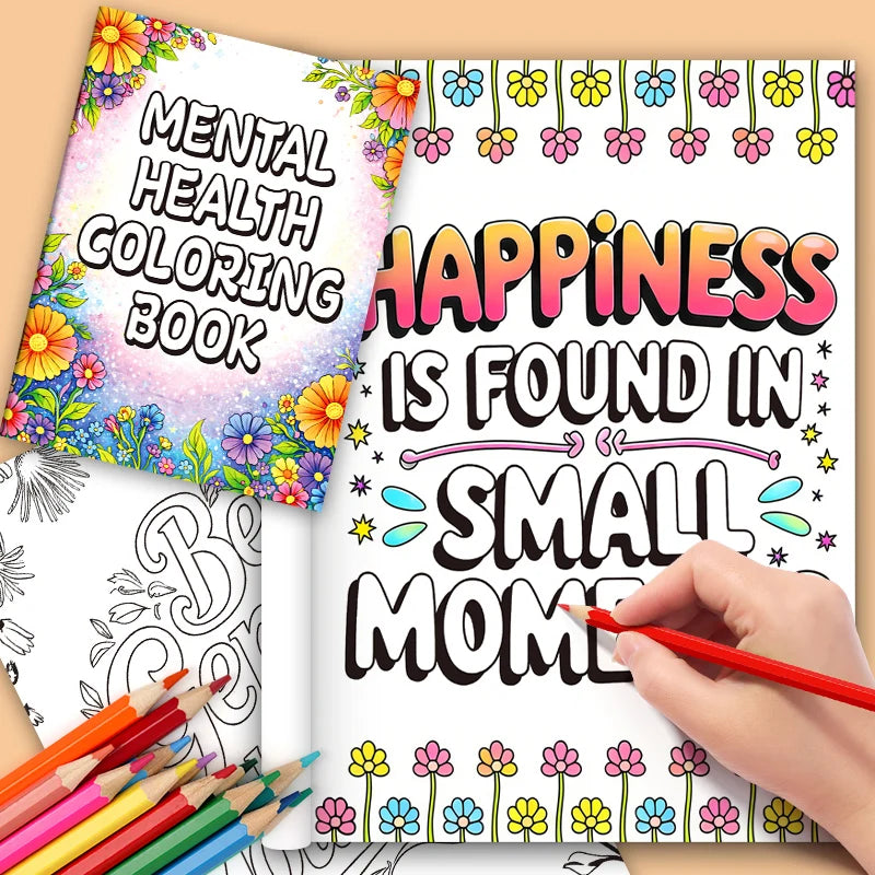 Adult Coloring Book 32 Pages Mental Health Wellness Creative Relaxing Anti-Anxiety Art Therapy Gift