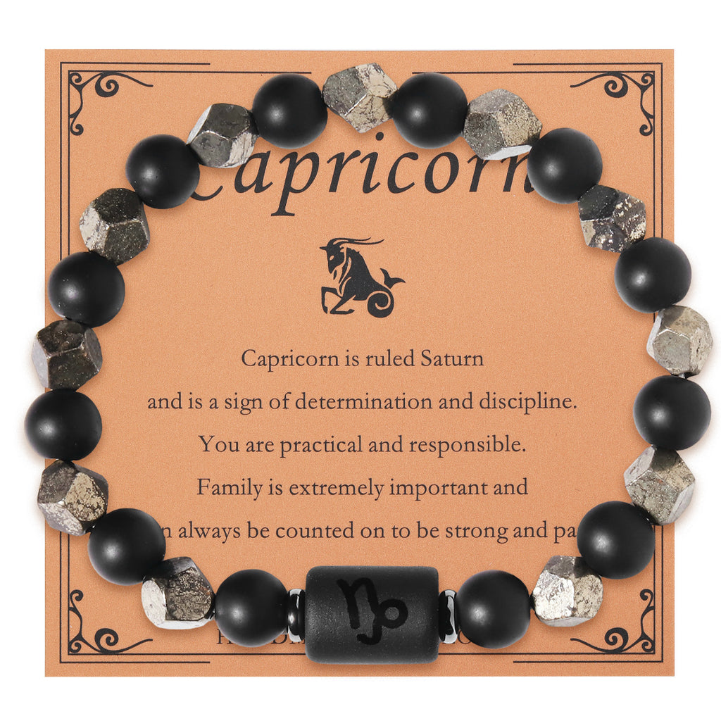 European And American Twelve Zodiac Sign Bracelet Brass Ore Beaded Bracelet