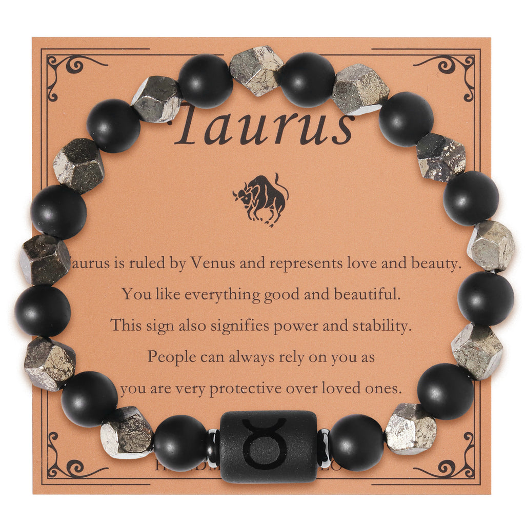 European And American Twelve Zodiac Sign Bracelet Brass Ore Beaded Bracelet