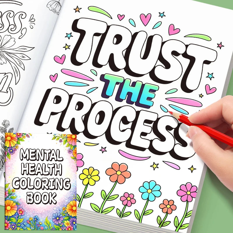 32 Pages Happy Mind Coloring Book Adult Positive Quotes Mental Health Wellness Relaxation Therapy Creative Coloring Pages Gift