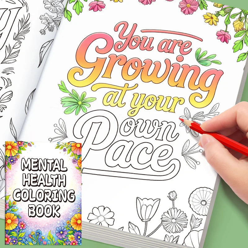 Adult Coloring Book 32 Pages Mental Health Wellness Creative Relaxing Anti-Anxiety Art Therapy Gift