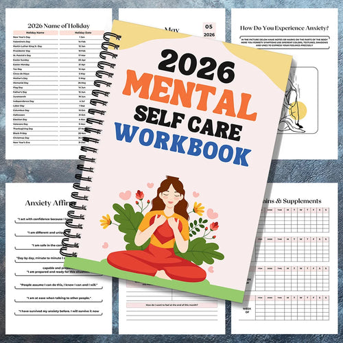 1PC 2026 Mindful Mental Self-Care Workbook: Yoga-Themed Mental Health Journal for Wellness Enthusiasts & Stress-Relievers, Perfe