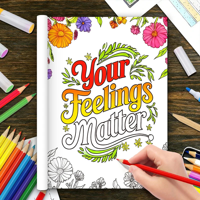 32 Pages Happy Mind Coloring Book Adult Positive Quotes Mental Health Wellness Relaxation Therapy Creative Coloring Pages Gift